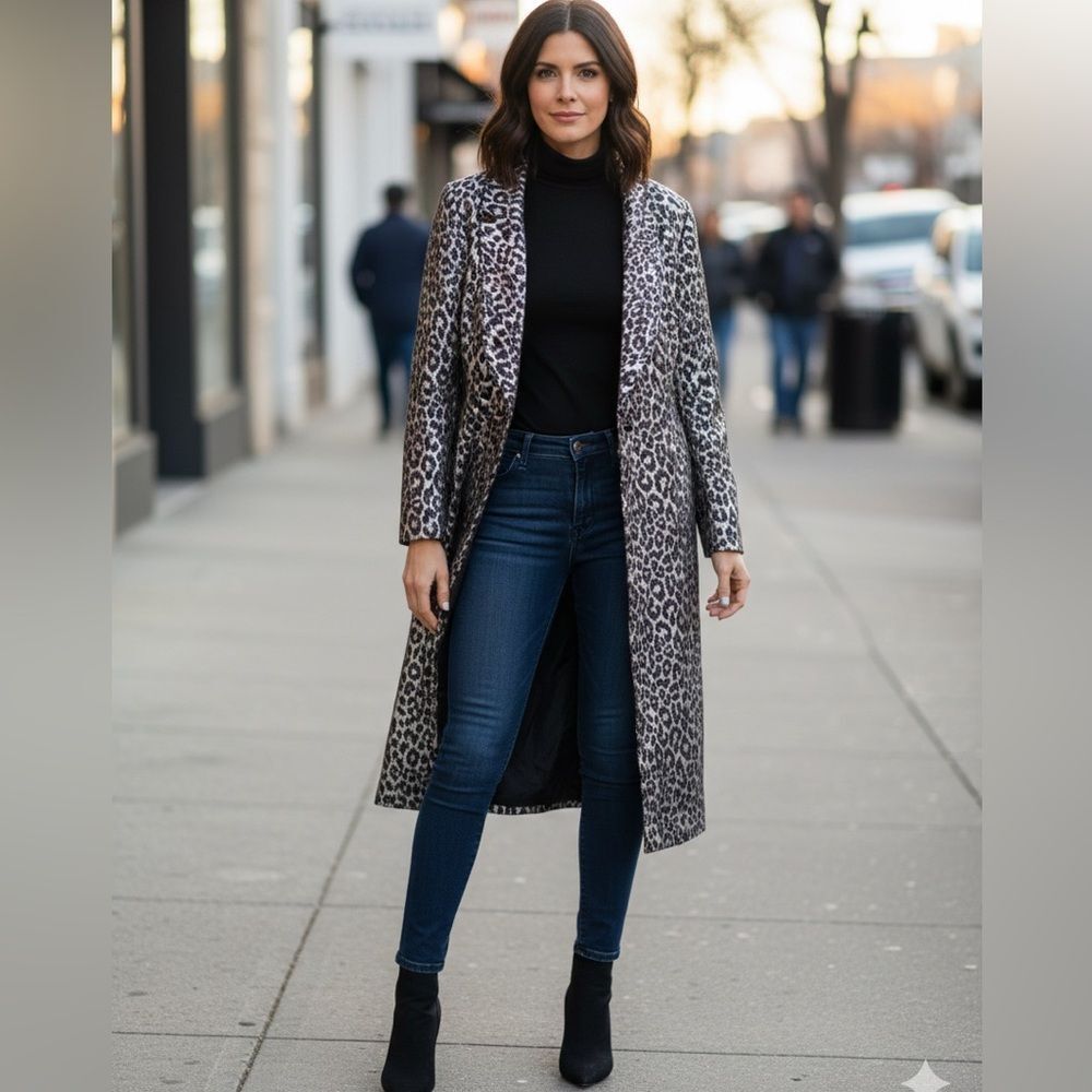 Take 50% OFF- K&B Leopard Print Long Coat, Size-14